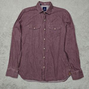 Luchiano Visconti Shirt Men's S Red Snap Buttons 100% Cotton